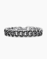 Curb Chain Bracelet in Sterling Silver with Black Diamonds, 11.5mm